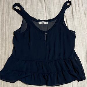 Abercrombie & Fitch Dark Blue Ruffle Blouse